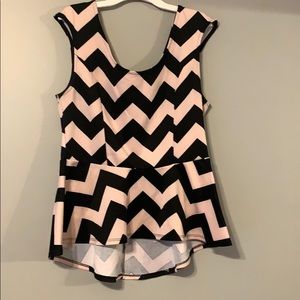 Chevron Print Peplum Top